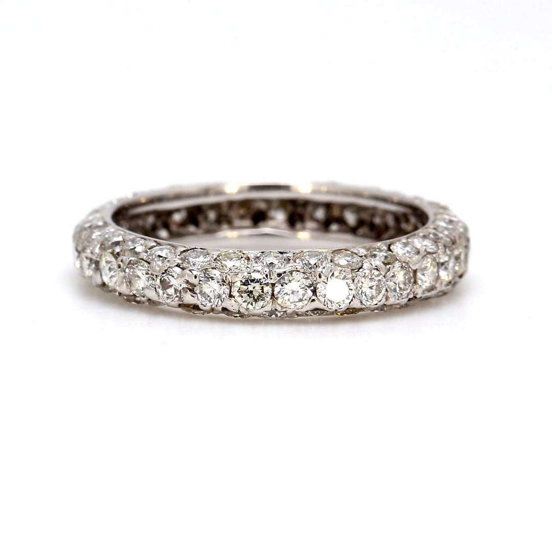 Eternity band with pave & prong set round diamonds. D1.40ct.t.w. Size 4.75