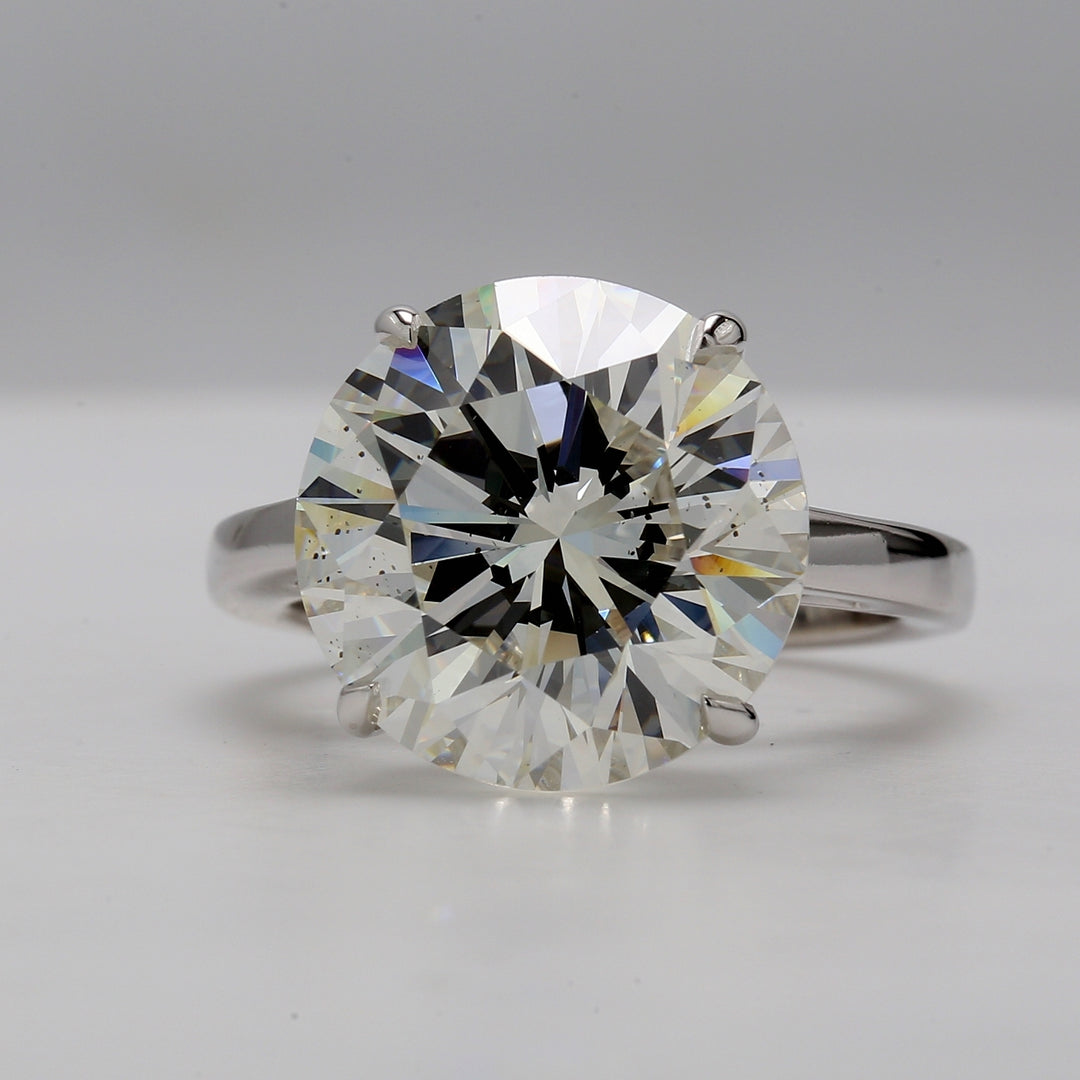 Solitaire ring in 18K WG with GIA certfied J/SI1 round diamond. D10.01ct.t.w.