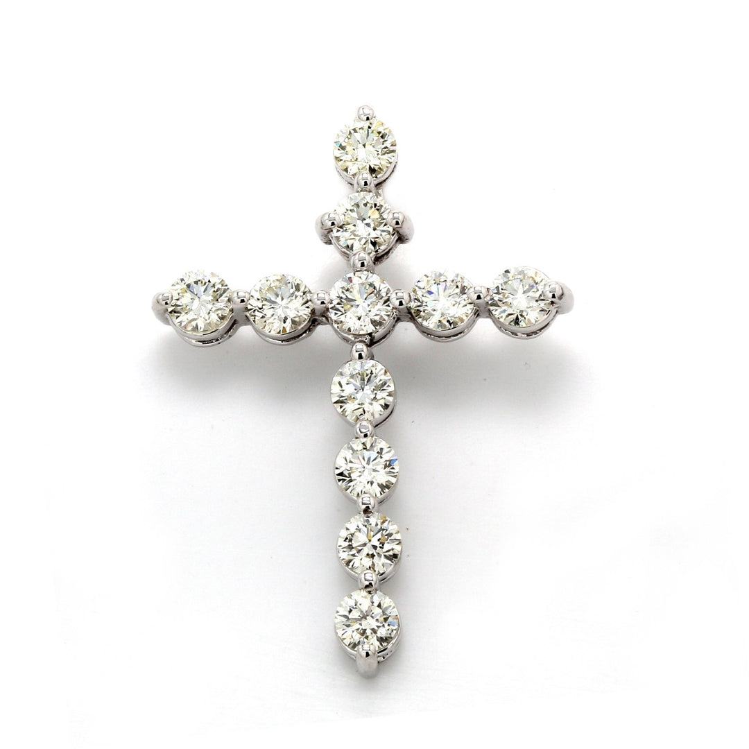 1.25"" Cross pendant with prong set (11) round diamonds. D2.12ct.t.w.