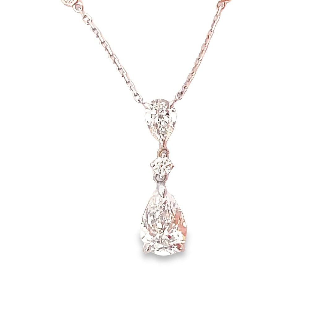 Diamonds by the yard necklace in 18K WG with rounds with drop GIA certified H/SI2 pear shape diamond. D2.84ct.t.w. (Center - 2.01ct.)