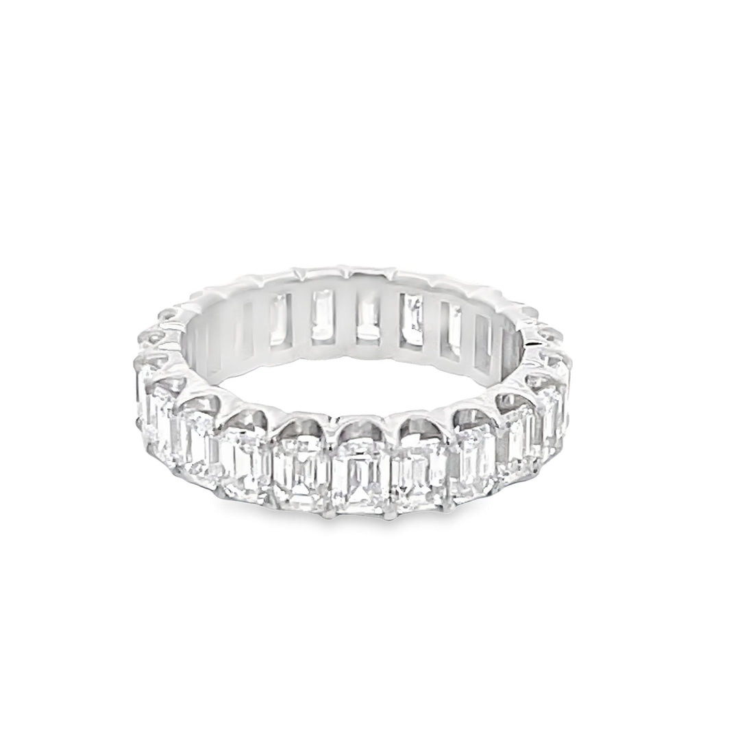 Eternity band with U-prong set (24) emerald cut diamonds. D3.91ct.t.w. Size 5.75