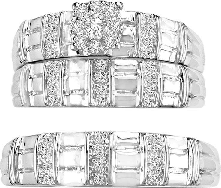 14K  0.31CT  Diamond  TRIO  SET