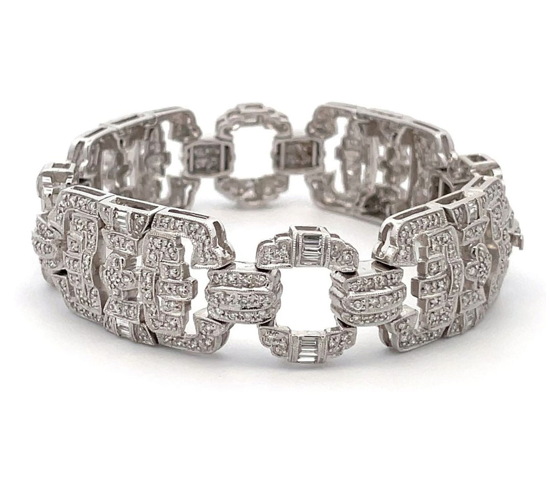 Antique bracelet in 18K WG with pave set rounds & channel set baguette diamonds.  D2.81ct.t.w.