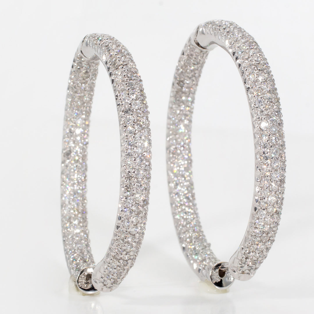 1.5"" Inside out hoop earrings with round diamonds.  D2.55ct.t.w.