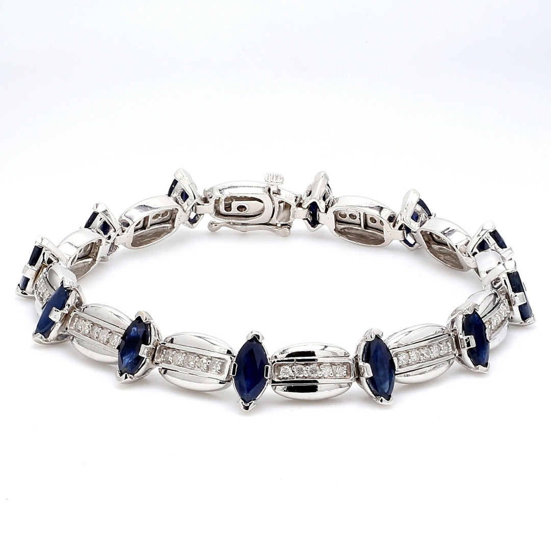 7"" Bracelet with round diamonds & marquise shaped sapphires.  D1.00ct.t.w.  Sapphires 8.00ct.t.w.