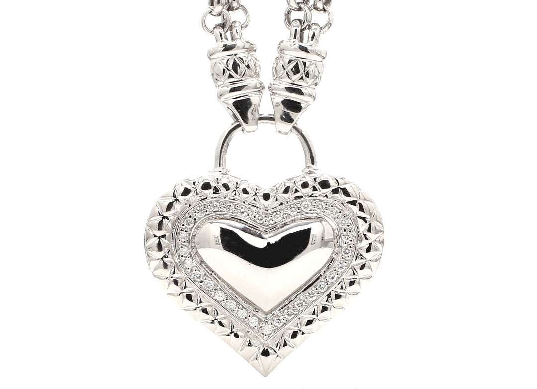 15"" Chain necklace with round diamonds on heart pendant.  D0.40ct.t.w.