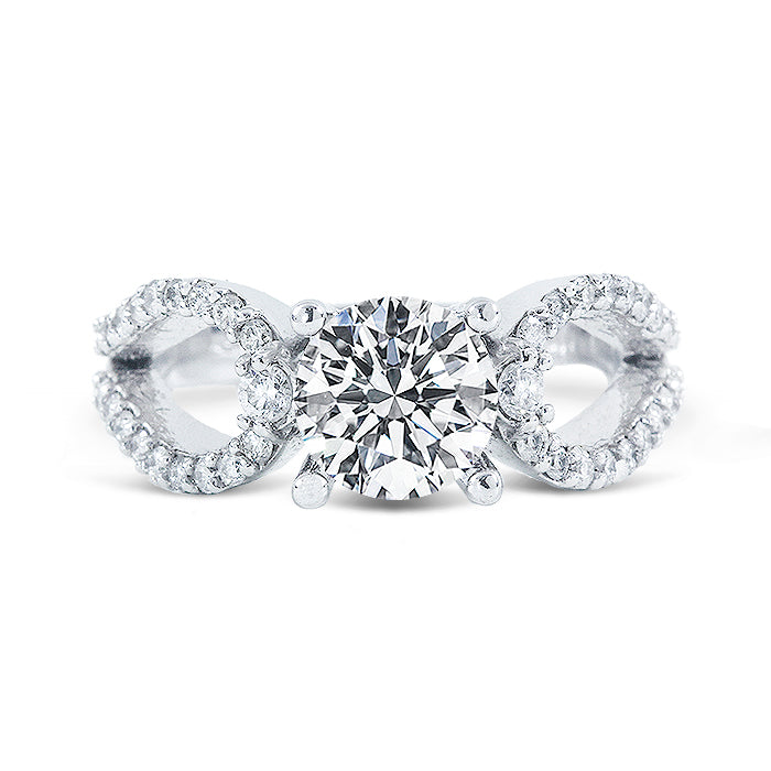 Curved split-shank semi-mount with round diamonds.  D0.48ct.t.w.
