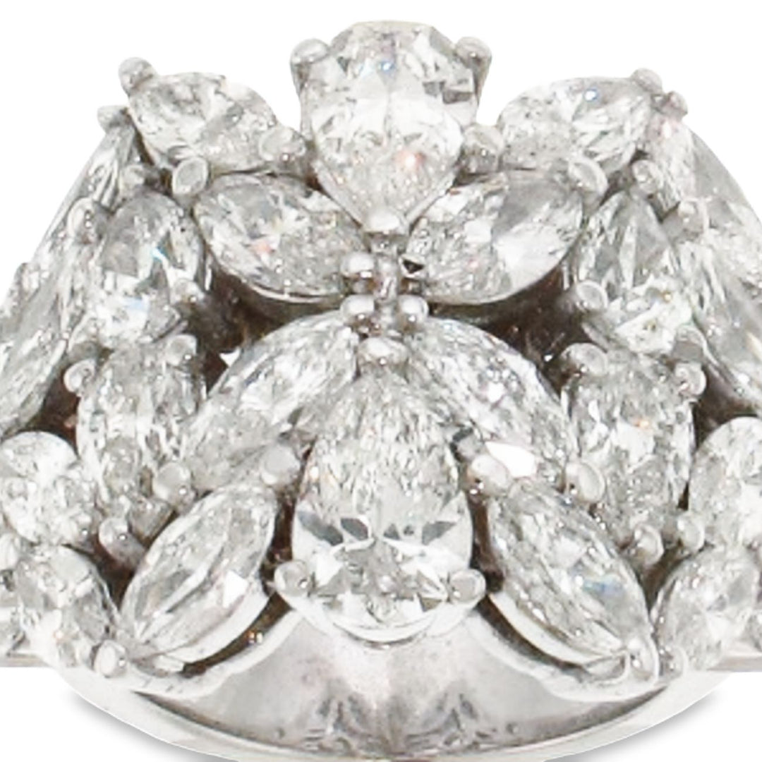 Cocktail ring with shared prong set pear shape and marquise diamonds.  D8.91ct.t.w.
