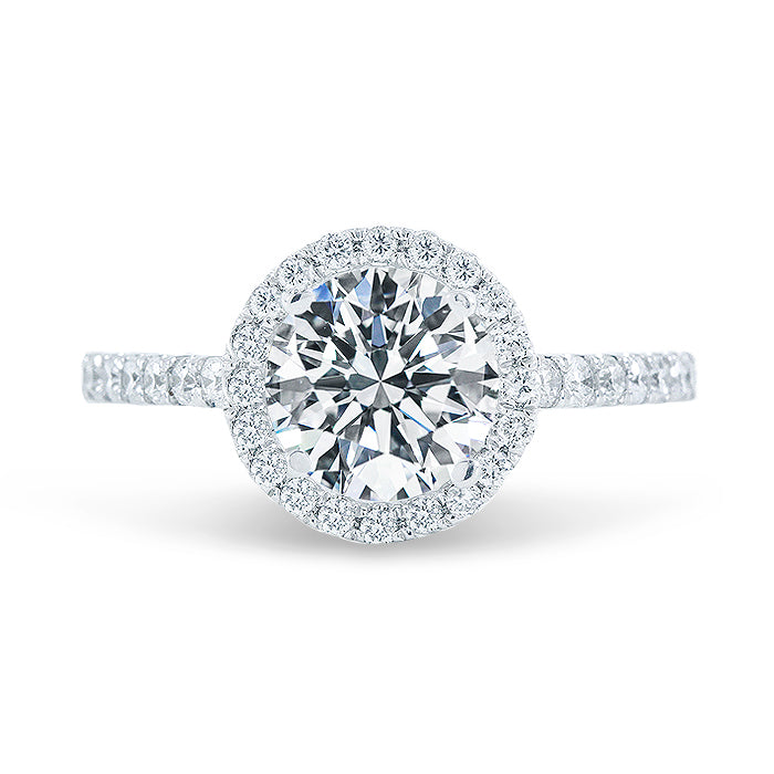 Halo semi-mount with round diamonds.  D0.61ct.t.w.