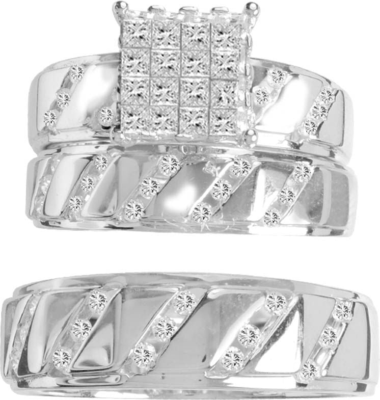 14K  1.02CT  Diamond  TRIO  SET