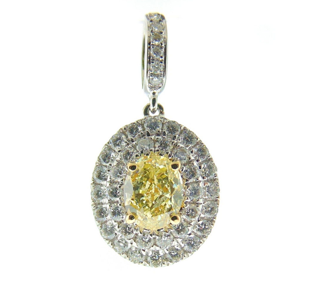 Double halo semi-mount pendant in 18K WG with pave set round diamonds.  D0.51ct.t.w.