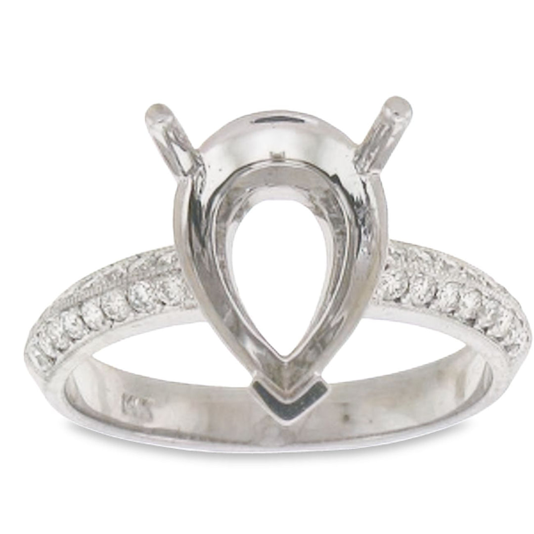 Semi-mount with pave set round diamonds.  D0.29ct.t.w.