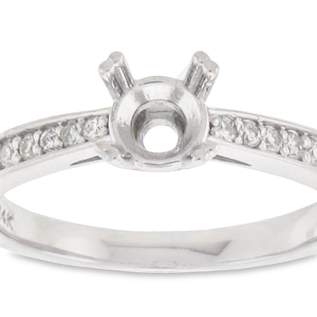 Semi-mount with pave set round diamonds.  D0.15ct.t.w.