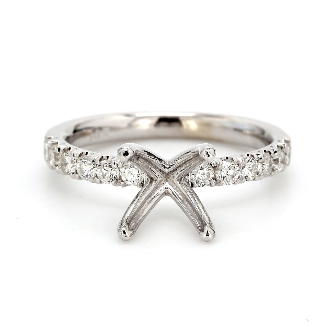 Semi-mount with U-prong set (11) round diamonds.  D0.45ct.t.w.