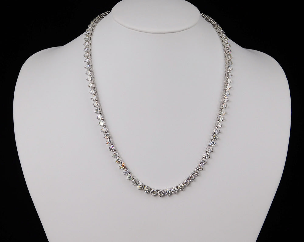 16.5"" Tennis necklace in 18K WG with 4-prong crown set (101) round diamonds. D8.60ct.t.w.