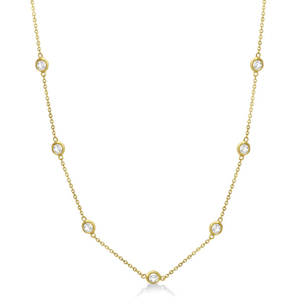 18"" Diamonds by the yard necklace in 18K YG with bezel set round diamonds.  D1.31ct.t.w.