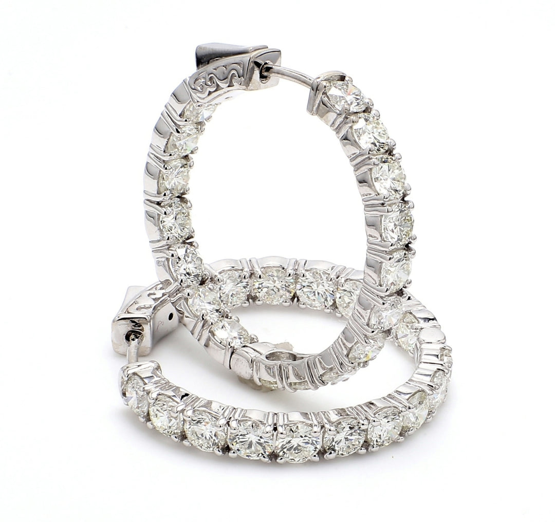 1"" Inside out hoop earrings with 4-prong set (34) round diamonds & with special spring lock.  D6.61ct.t.w.