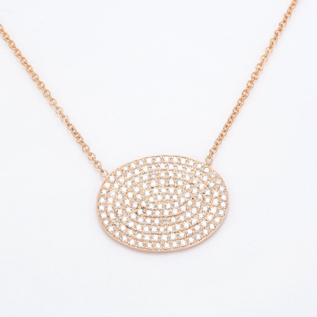 Necklace in 18K RG with pave set round diamonds.  D1.42ct.t.w.