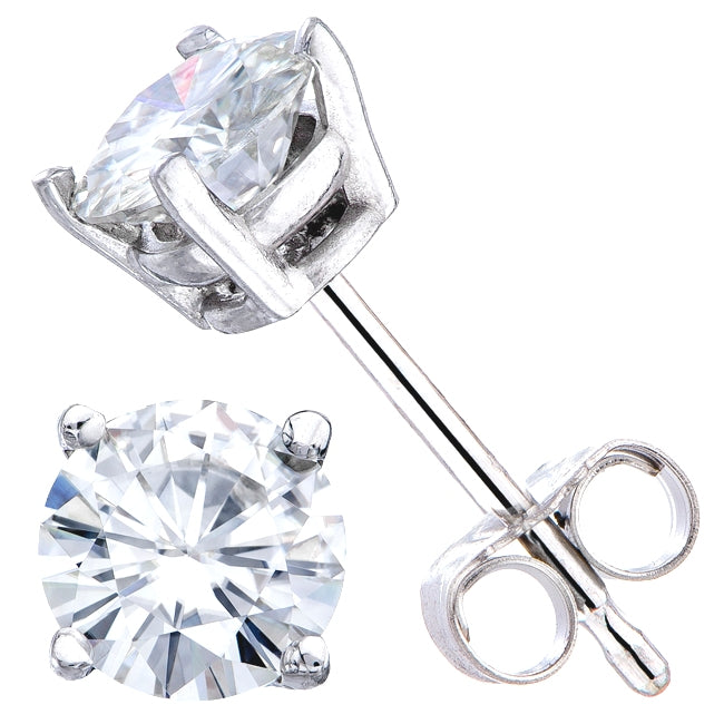 Push back stud earrings with 4-prong set round diamonds.  D0.36ct.t.w.