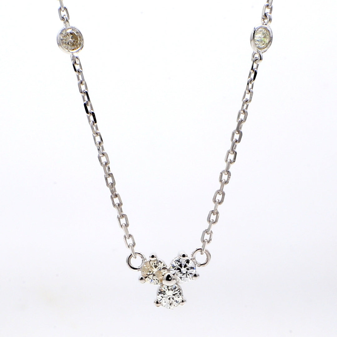 16"" Diamonds by the yard necklace with bezel & shared prong set round diamonds.  D0.64ct.t.w.
