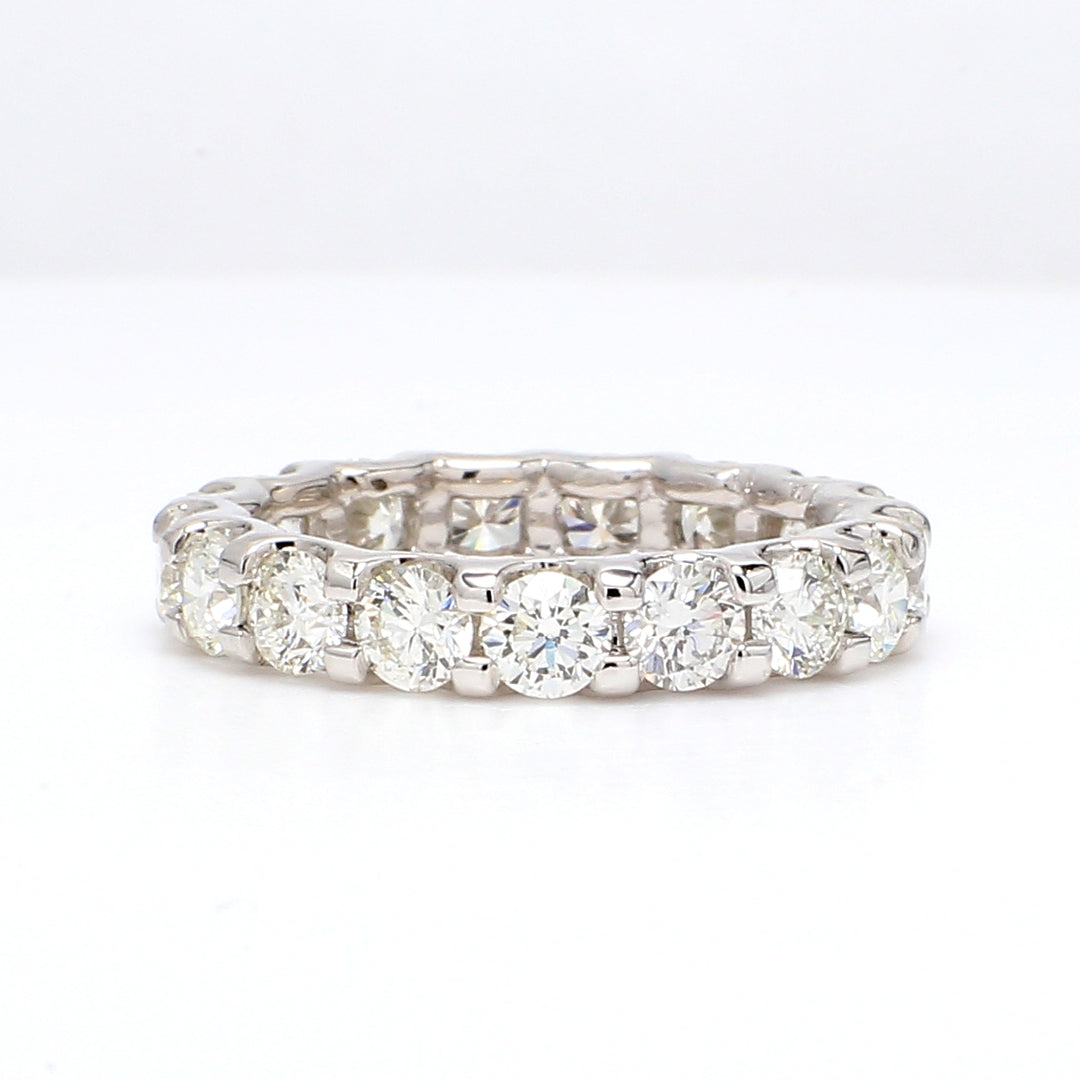 Eternity band in platinum with U-prong set round diamonds.  D3.17ct.t.w.  Size 6
