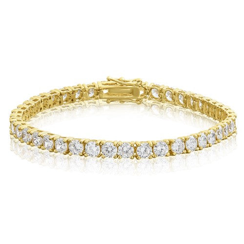7"" Tennis bracelet in yellow gold with 4-prong set (44) round diamonds.  D11.25ct.t.w.