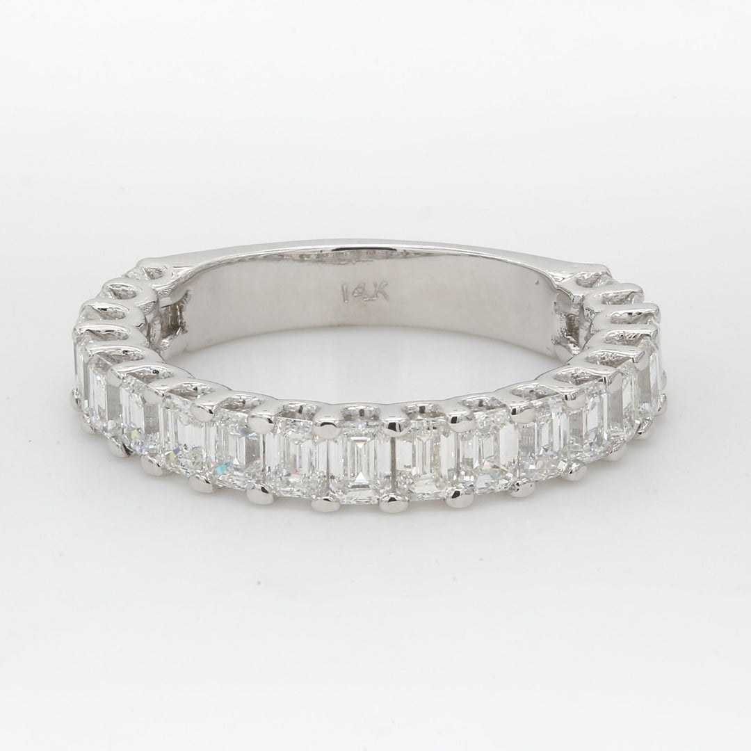 19-stone band with shared prong set emerald cut diamonds.  D2.25ct.t.w.