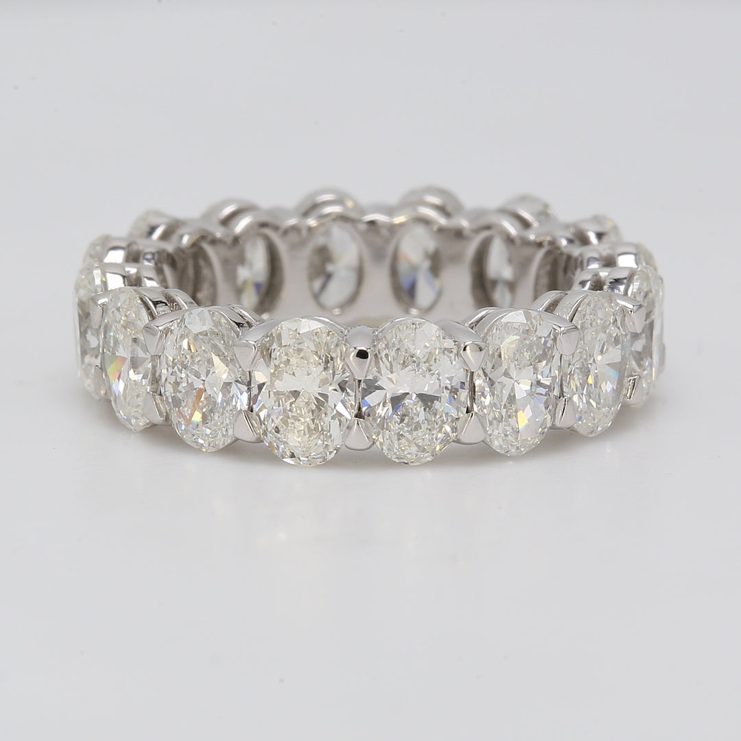 Eternity band with shared prong set (20) oval cut diamonds.  D3.96ct.t.w.  Size 6