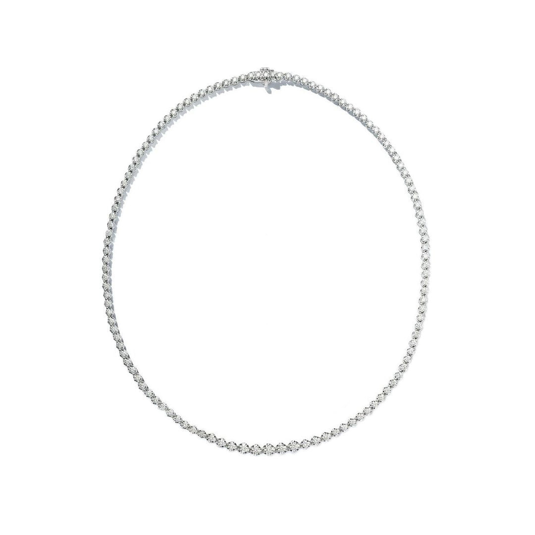 24"" Straight line illusion tennis necklace with 4-prong set round diamonds.  D4.95ct.t.w.