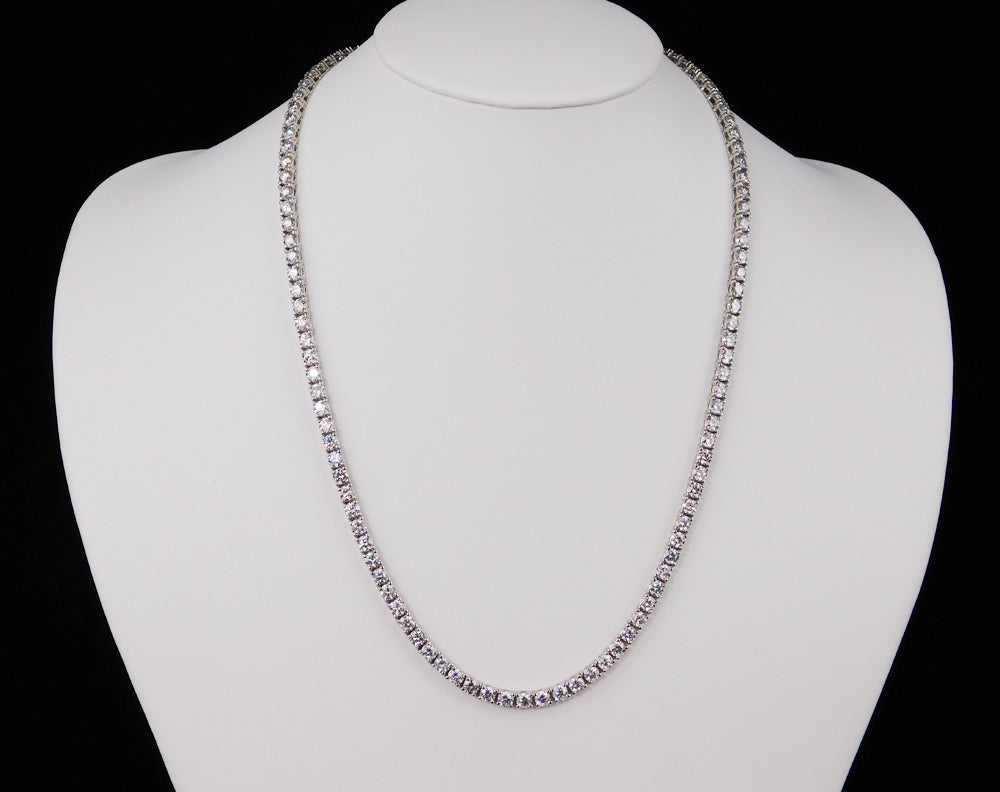 16"" Tennis necklace with 4-prong set (95) round diamonds.  D24.22ct.t.w.