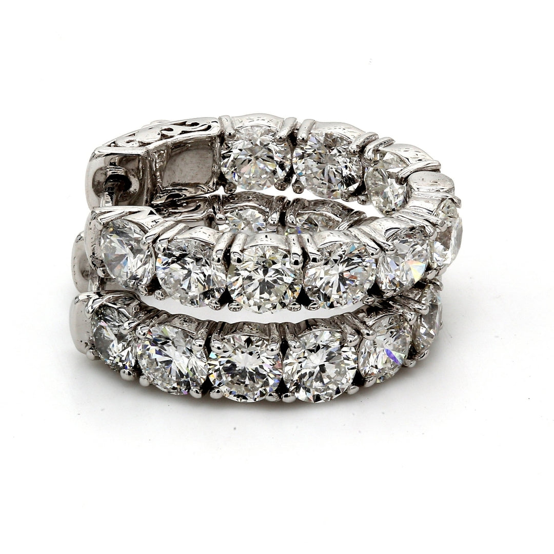 0.75"" Inside out hoop earring with 4-prong set  round diamonds.  D2.68ct.t.w.