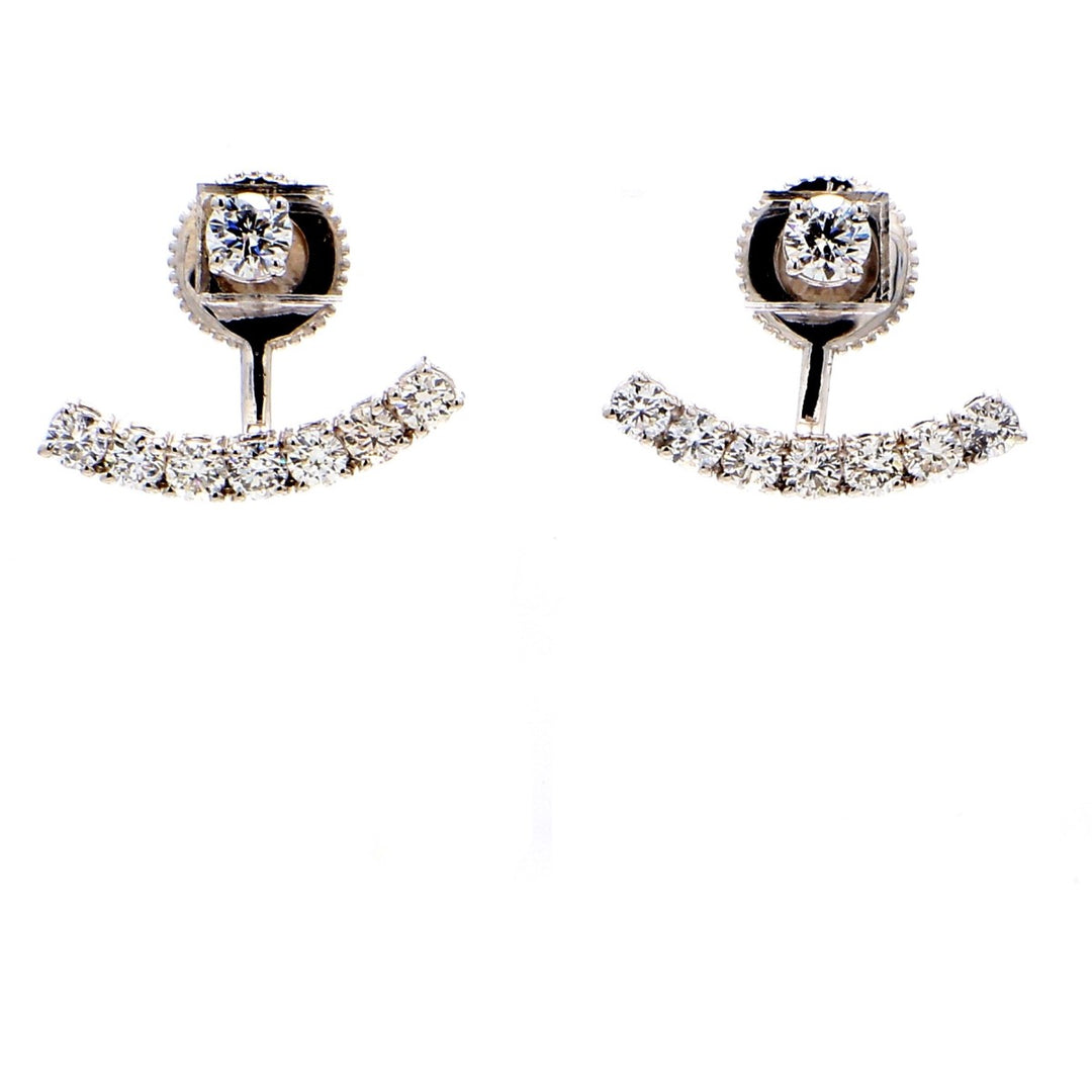 Fashion style stud earrings with prong set round diamonds.  D1.26ct.t.w.