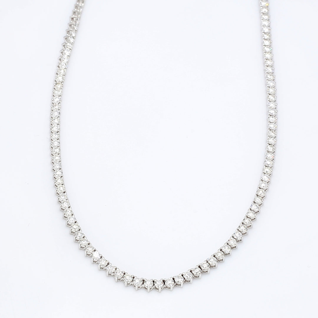 16.5"" Straight line tennis necklace with 3-prong set round diamonds.  D6.06ct.t.w.