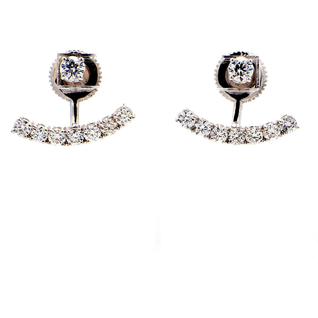 Ear climber stud earrings with 4-prong set round diamonds.  D1.28ct.t.w.