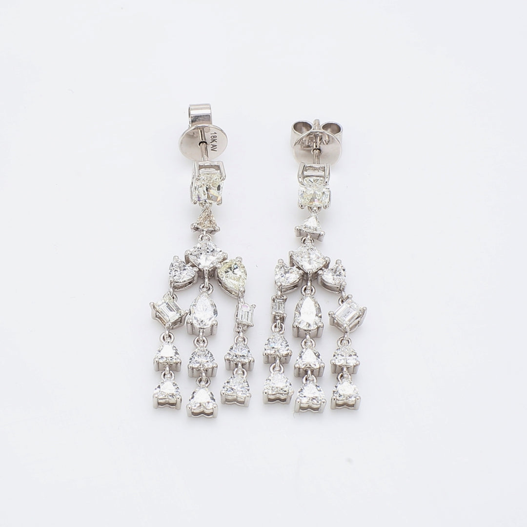 1.25"" Chandelier earrings in 18K WG with prong set assorted shaped diamonds.  D4.02ct.t.w.
