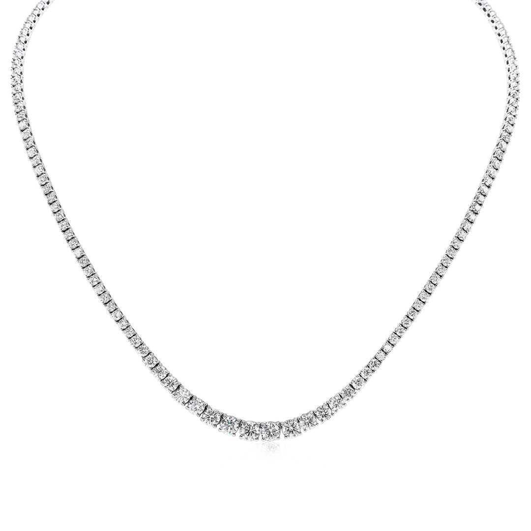16.5"" Tennis necklace with 4-prong set round diamonds.  D9.98ct.t.w.  (Center 0.50ct.)