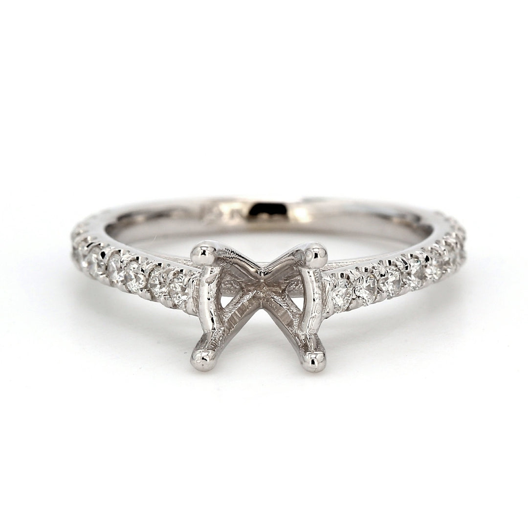 Semi-mount with pre-set round diamonds.  D0.35ct.t.w.  Size 5.75
