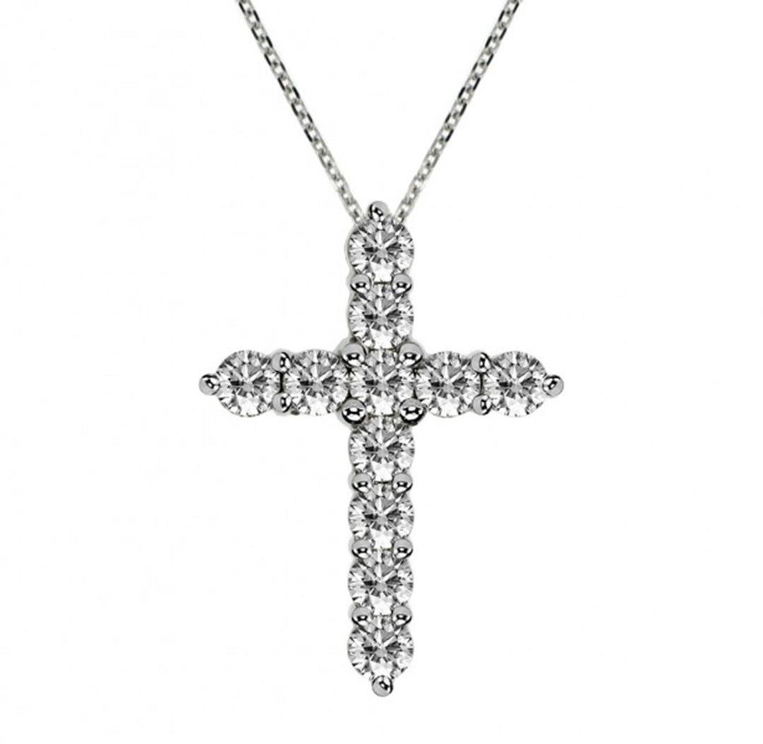 1.25"" Cross pendant with prong set (11) round diamonds.  D3.20ct.t.w.