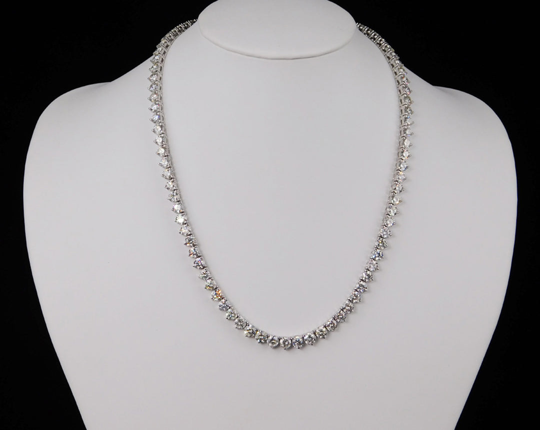 18"" Tennis necklace in 18K WG with 4-prong set (120) round diamonds.  D23.03ct.t.w.