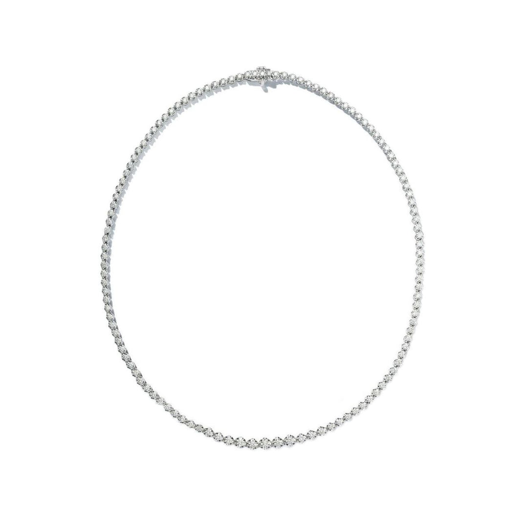 20"" Tennis necklace with crown head style 4-prong set (89) round diamonds.  D22.85ct.t.w.