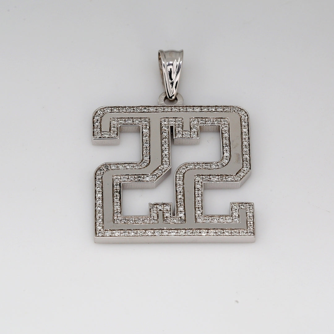 Pendant number ""22"" with micro pave round diamonds.  D0.35ct.t.w.