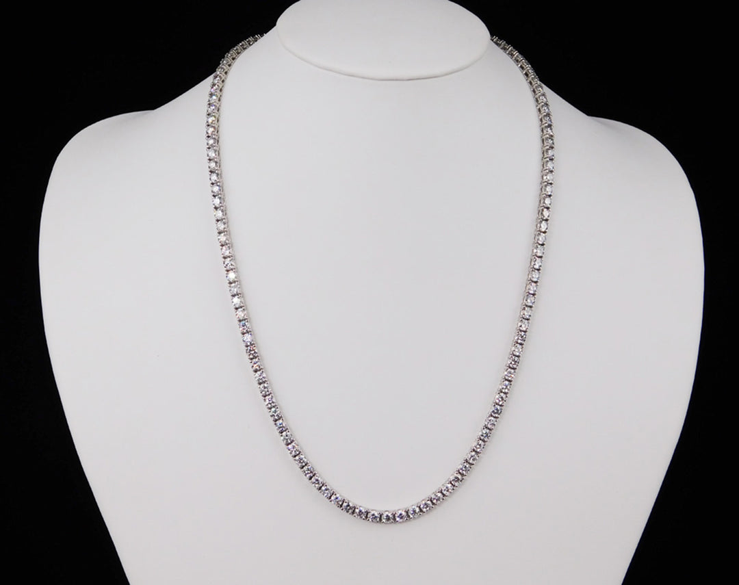 17"" Tennis necklace with 4-prong set (131) round diamonds.  D16.73ct.t.w.