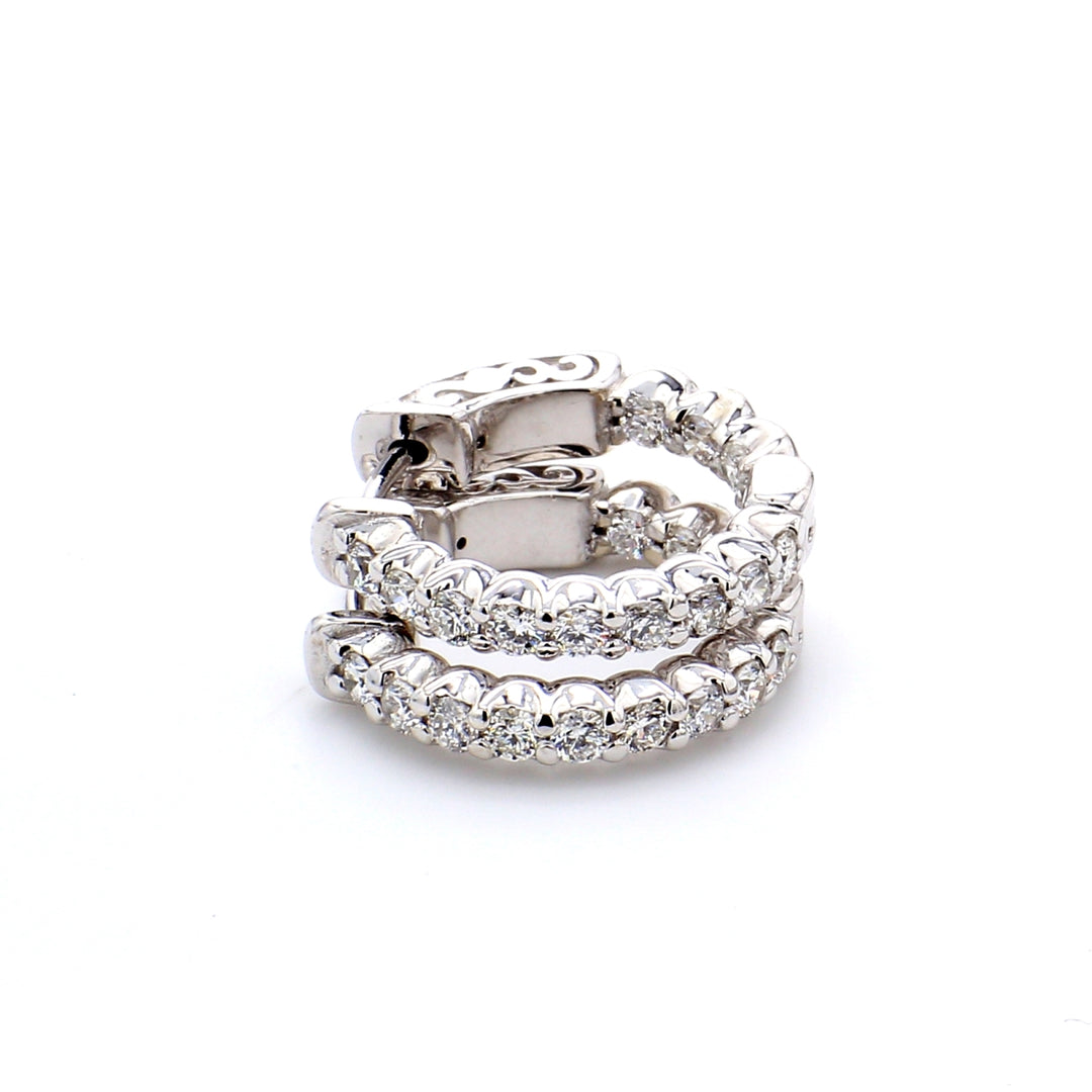 0.5"" Inside out hoop earrigs with U-prong set (24) round diamonds & with special spring lock.  D0.81ct.t.w.