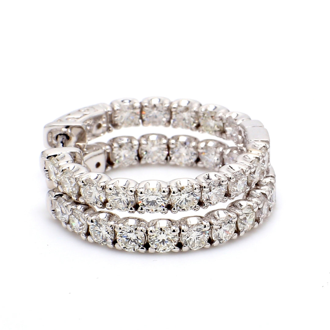 1"" Inside out hoop earrings with U-prong set round diamonds & with special spring lock.  D3.18ct.t.w.