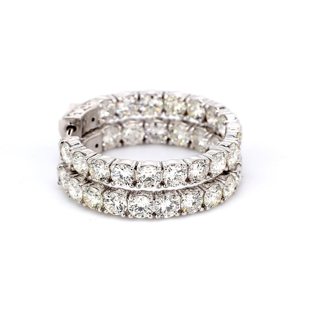 1"" Inside out hoop earrings with 4-prong set round diamonds.  D6.93ct.t.w.