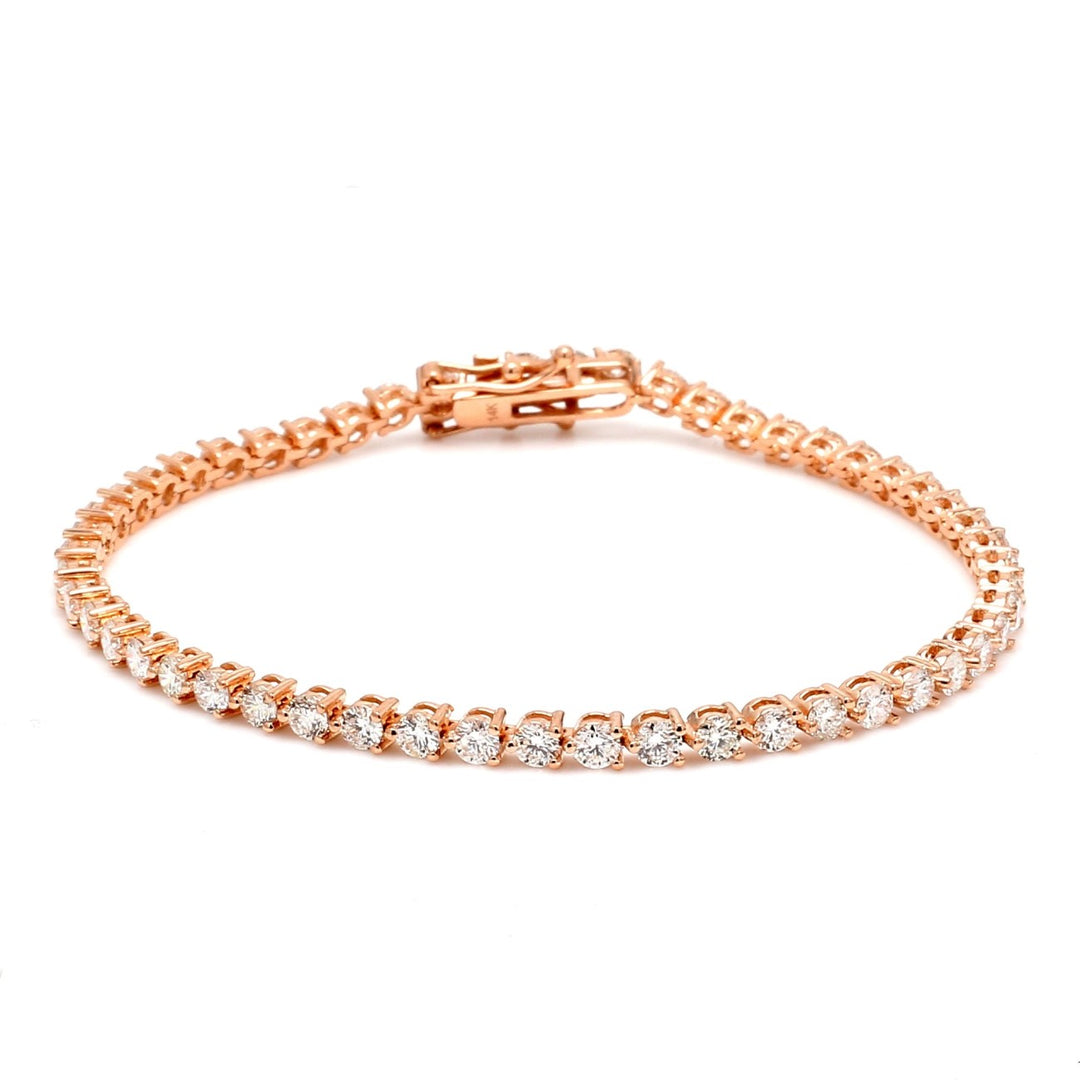 7"" Tennis bracelet in rose gold with 3-prong set (52) round diamonds.  D4.22ct.t.w.