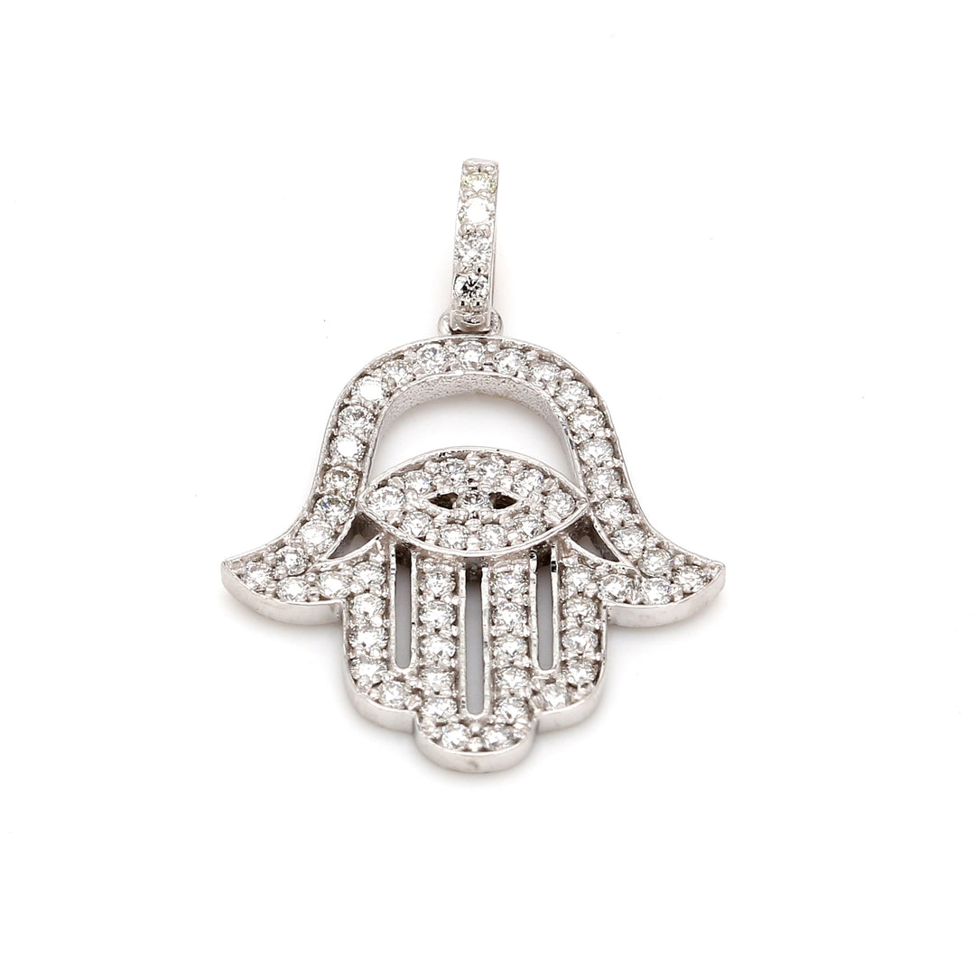 Hamsa pendant with pave set (62) round diamonds.  D0.62ct.t.w.