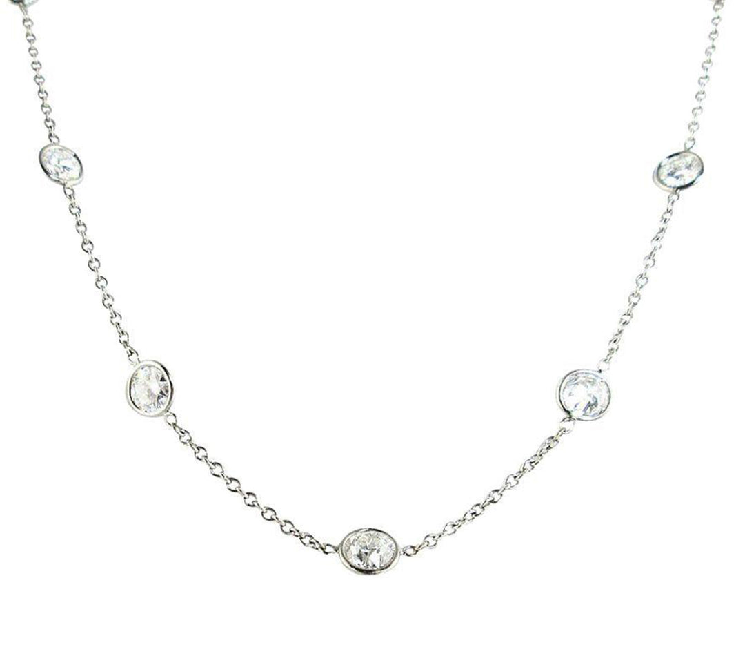 17.5"" Diamond by the yard necklace with bezel set (10) round diamonds.  D1.70ct.t.w.