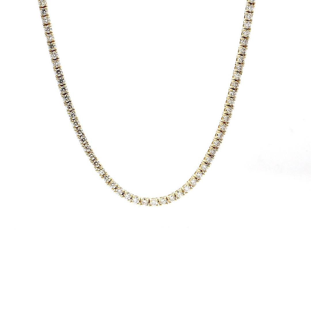 16"" Tennis necklace in yellow gold with 4-prong set (172) round diamonds.  D5.87ct.t.w.