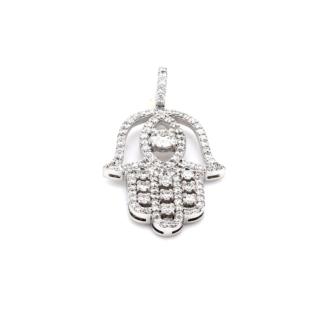 1.75"" Hamsa pendant with 4-prong & pave set (107) round diamonds.  D1.68ct.t.w.